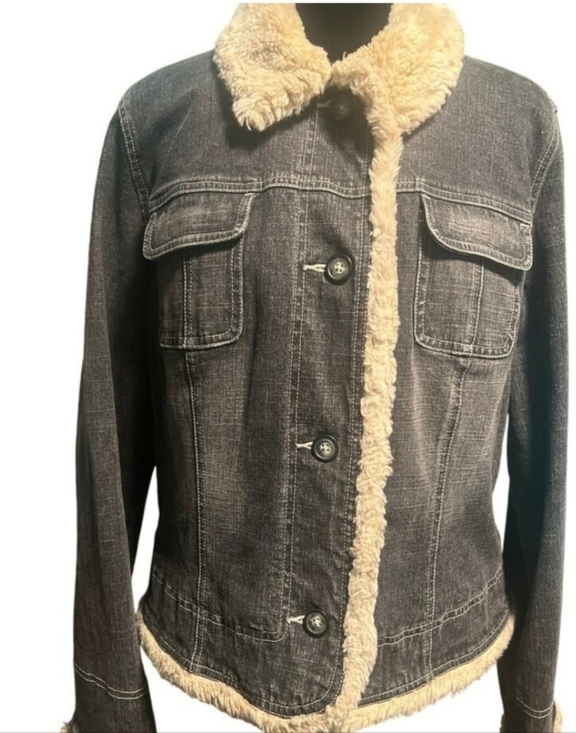 Ann Taylor Loft Jackets & Blazers - Ann Taylor Loft Denim Jacket With Faux Fur Trim    Size 14